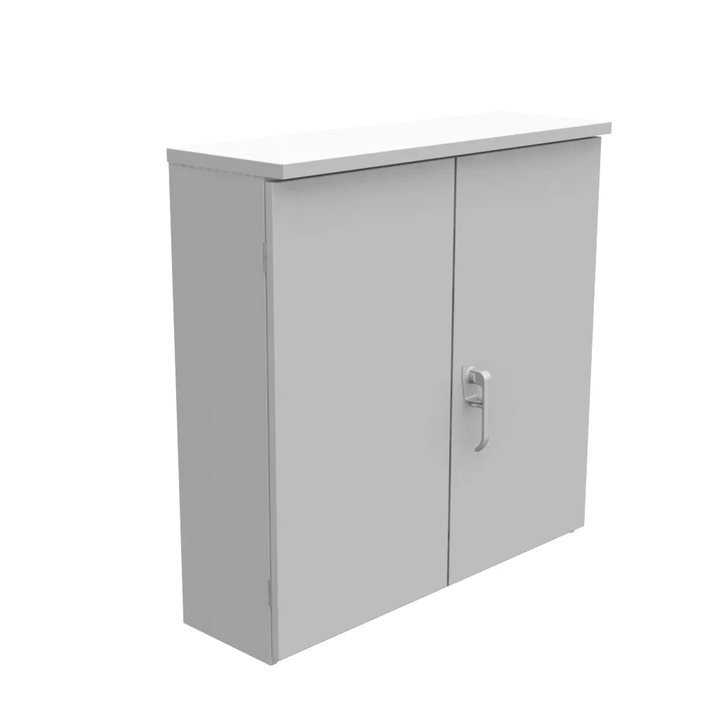 Tapa embisagrada 36X10X36 Listado UL Tipo 3R Acero Sin troqueles Gris ANSI 61 Puertas dobles Panel posterior Pernos de soldadura