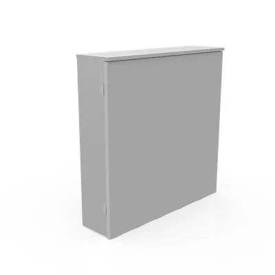 36x8x36 Hinge Cover Type 3R UL Listed Steel No Knockouts ANSI 61 Gray Back Panel Weld Studs Drip Shield Emboss Mounting Holes in Back Padlocking Draw Latch Quad D Knockout for Lock