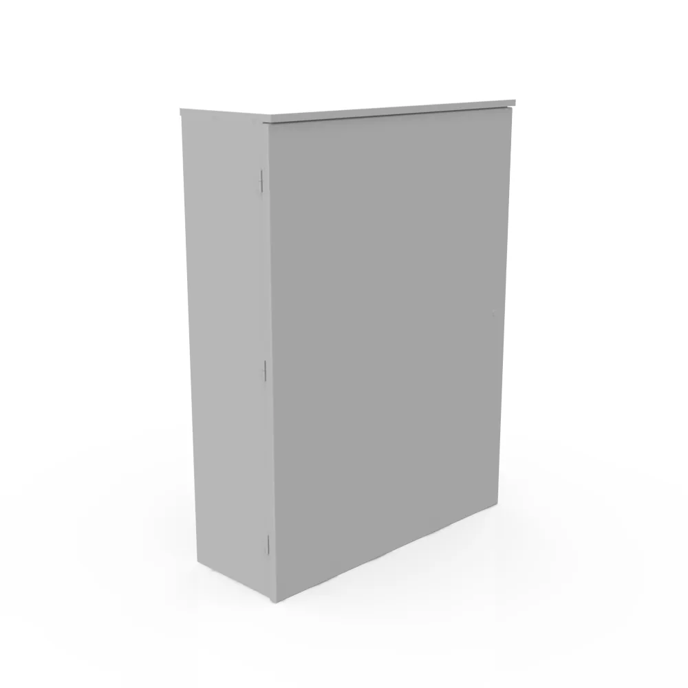 GABINETE PARA TELEFONÍA 48X12X36 TIPO 3R ACERO CERTIFICADO UL SIN TROQUELES GRIS ANSI 61 PANEL POSTERIOR CON PERNOS SOLDADOS DISPOSICIÓN PARA CANDADO CERROJO DE GOLPE SALIDA TIPO QUAD D PARA CANDADO