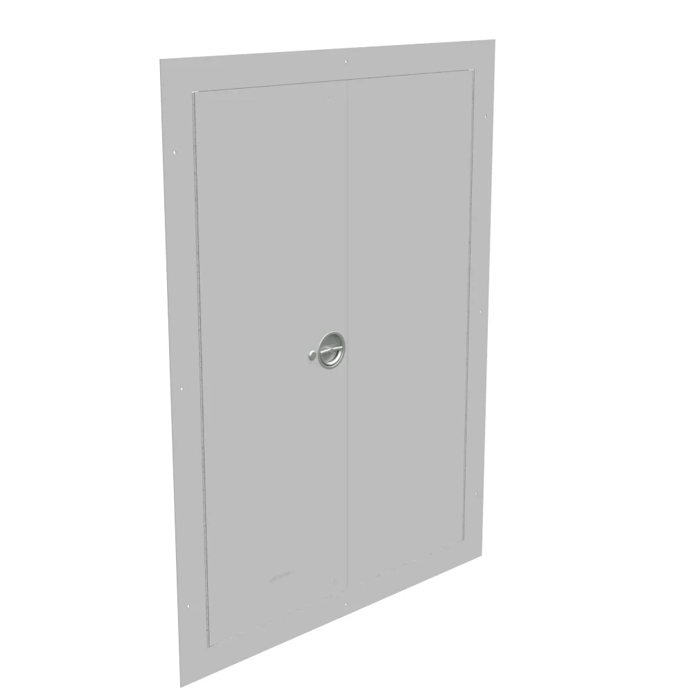 Tapa Montaje Empotrado Tipo 1 36x48 Tapa Atornillada Acero Gris ANSI 61 Puerta Embisagrada Cerrojo de Golpe con Bloqueo de Llave