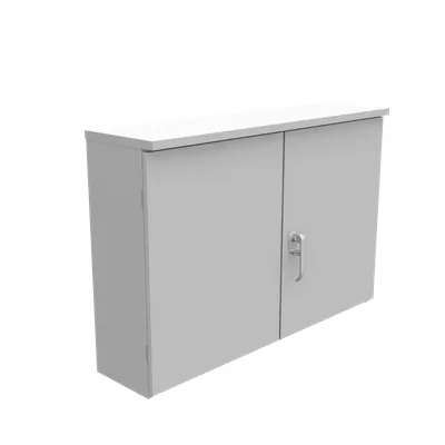 44X10X30 Hinge Cover UL Listed Type 3R Steel No Knockouts ANSI 61 Gray Double Doors Back Panel Weld Studs Padlocking 3PT Handle