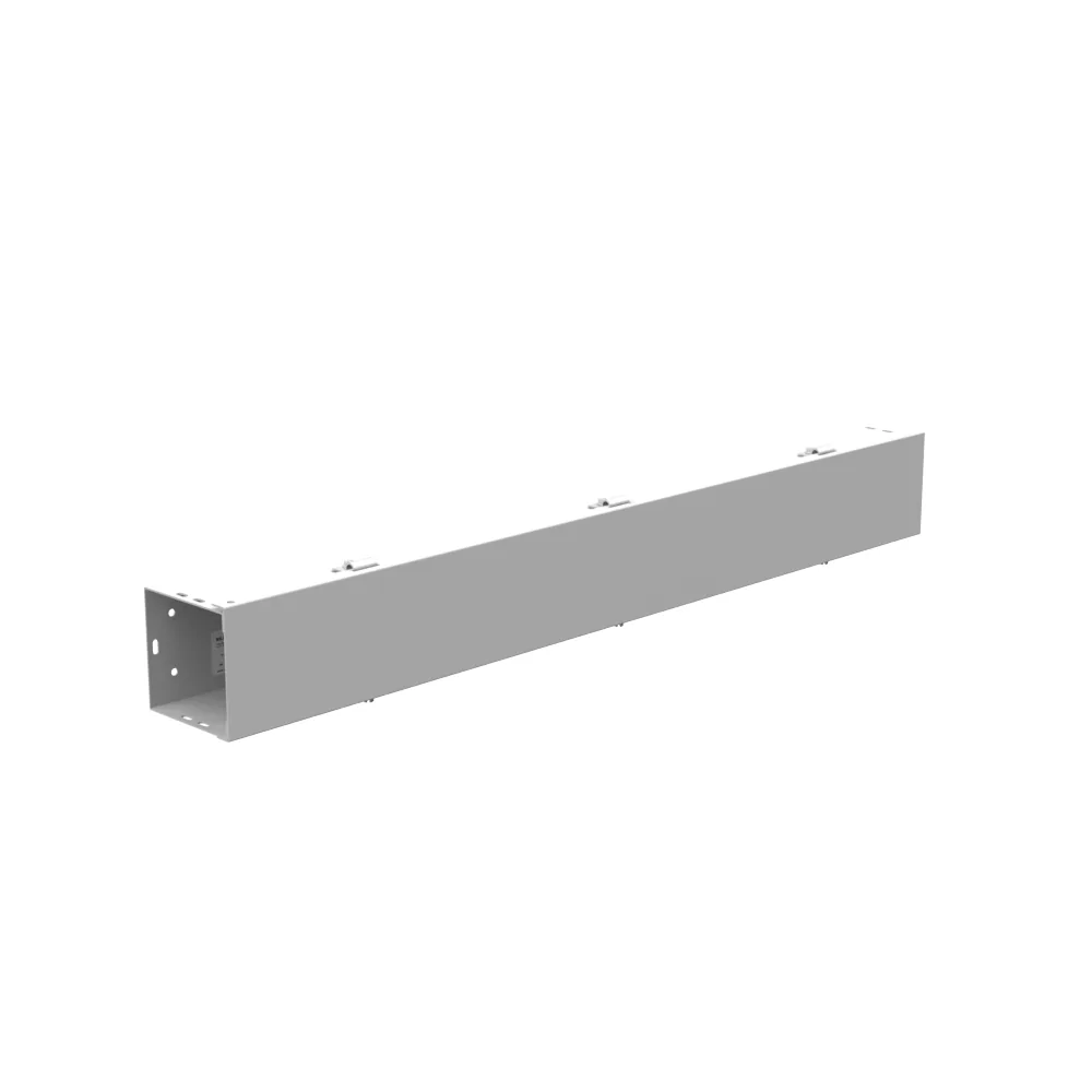 Ducto cuadrado con tapa embisagrada 4x36x4 IN, acero, Tipo 1, sin troqueles, gris ANSI 61, UL Listed