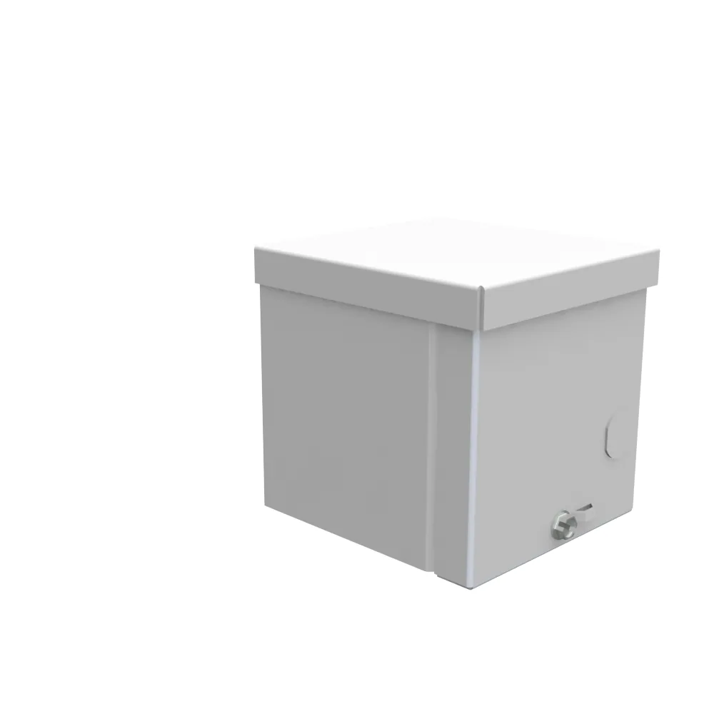 Gabinete 4X4X4 Tapa Atornillada Acero Listado UL Tipo 3R Sin Troqueles Gris ANSI 61 Tapa Ciega Instalada