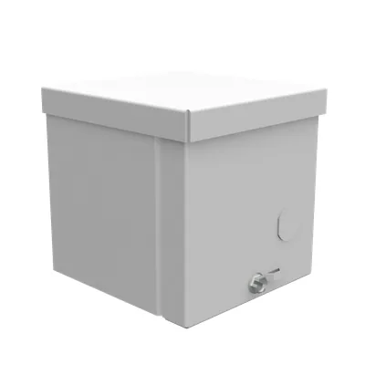 4X4X4 Screw Cover UL Listed Type 3R Steel Knockouts ANSI 61 Gray Blank Cover Installed