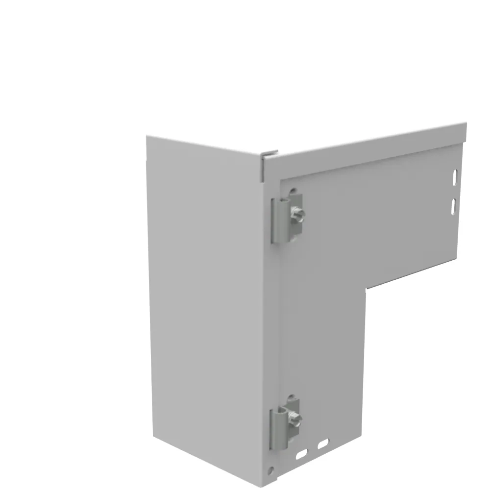 Wireway Elbow 90 for Hinge Wireway Outside Opening Type 1 4x4 Hinge Cover ANSI 61 Gray Steel No Knockouts