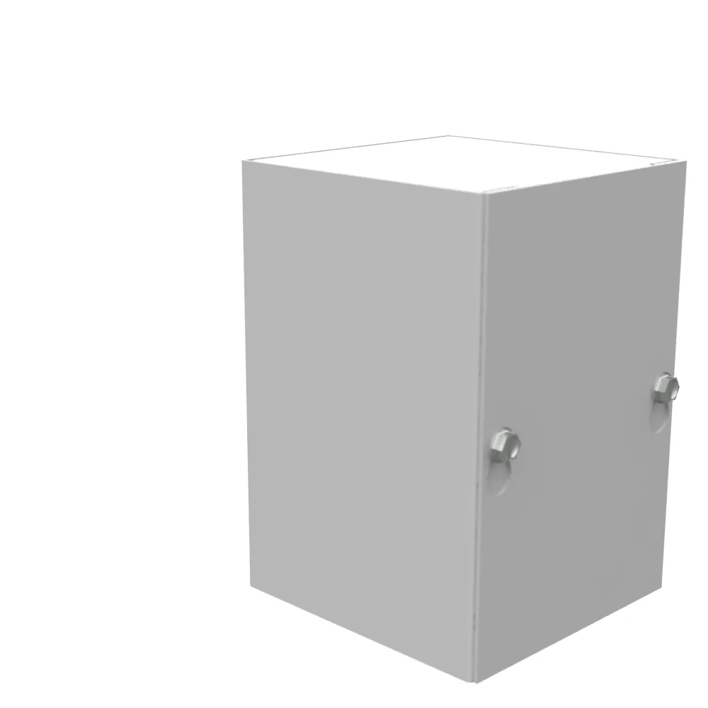 Gabinete con tapa atornillada 6x4x4 Tipo 1 Certificada por UL Acero Sin troqueles Gris ANSI 61 Tapa con ranuras tipo gota Agujeros de montaje en la parte posterior