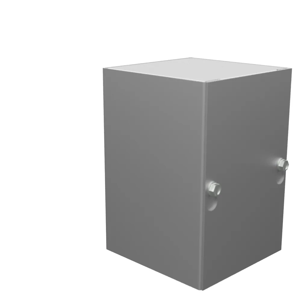Gabinete 6x4x4, tapa atornillada, Tipo 1, certificado UL, acero, sin troqueles, sin pintura, tapa con ranuras en forma de gota, agujeros de montaje en la parte posterior