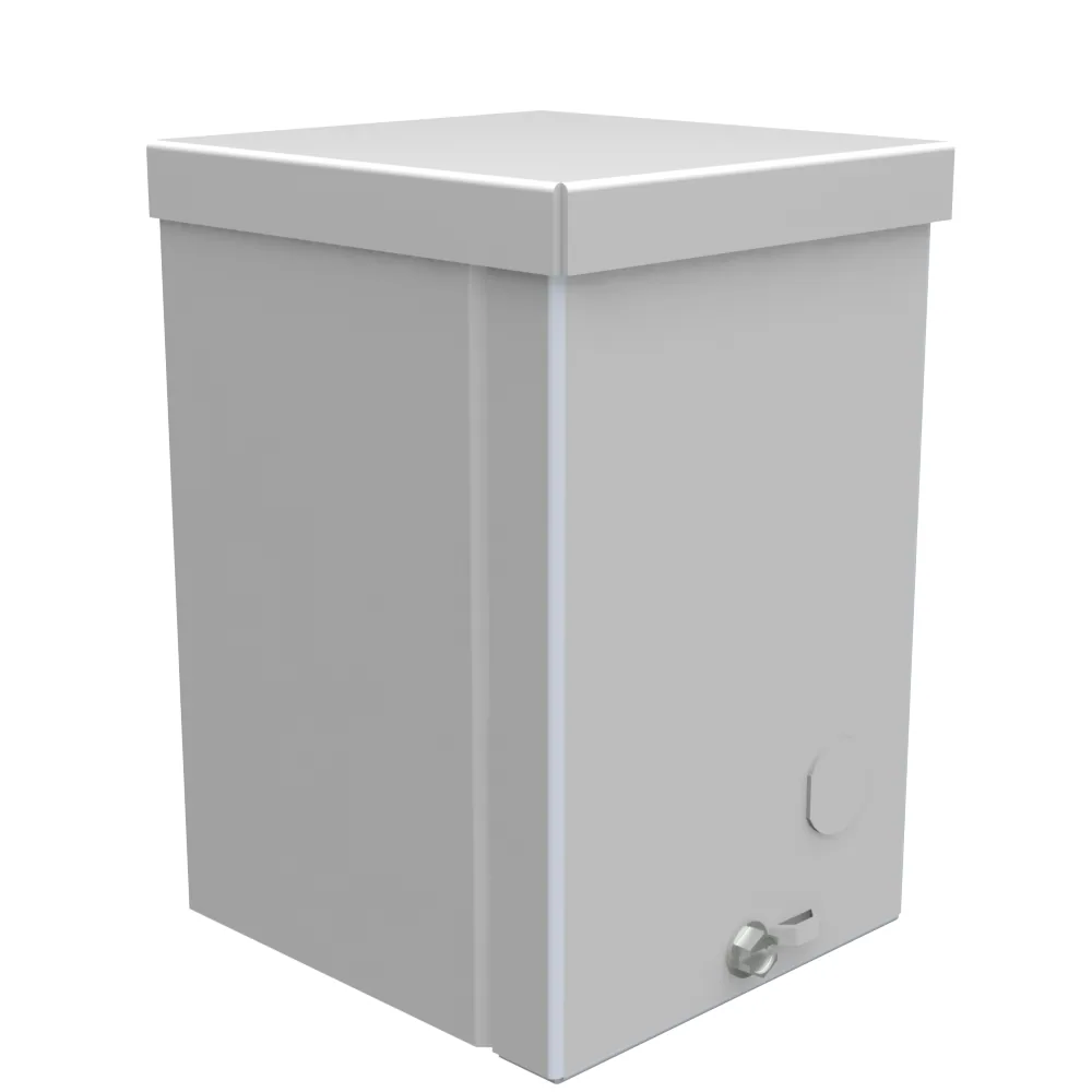 Gabinete 6X4X4, tapa atornillada, certificado UL, Tipo 3R, acero, con troqueles, gris ANSI 61, tapa en blanco instalada