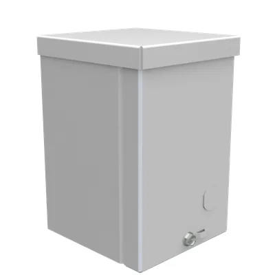 6X4X4 Screw Cover UL Listed Type 3R Steel Knockouts ANSI 61 Gray Blank Cover Installed