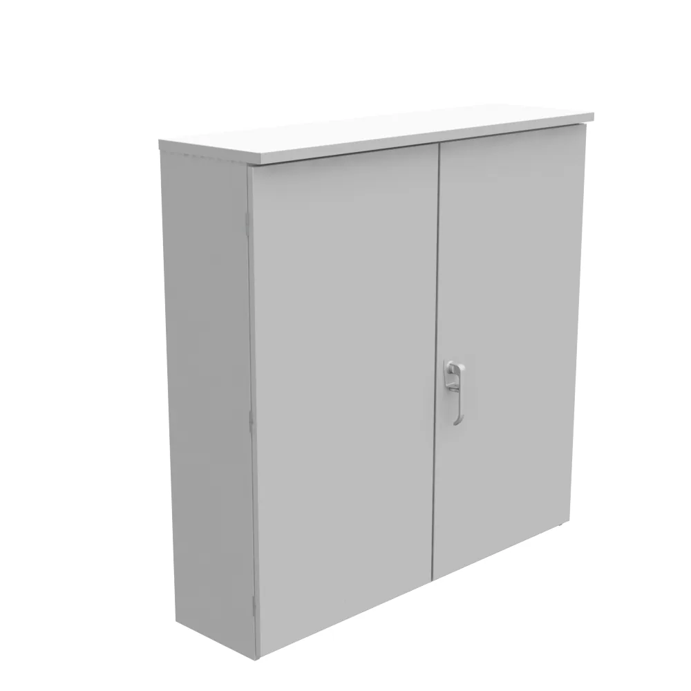 GABINETE 48X12X48 TAPA EMBISAGRADA TIPO 3R ACERO CERTIFICADO UL SIN TROQUELES GRIS ANSI 61 PUERTAS DOBLES PANEL POSTERIOR CON PERNOS SOLDADOS DISPOSICIÓN PARA CANDADO MANIJA DE 3 PUNTOS
