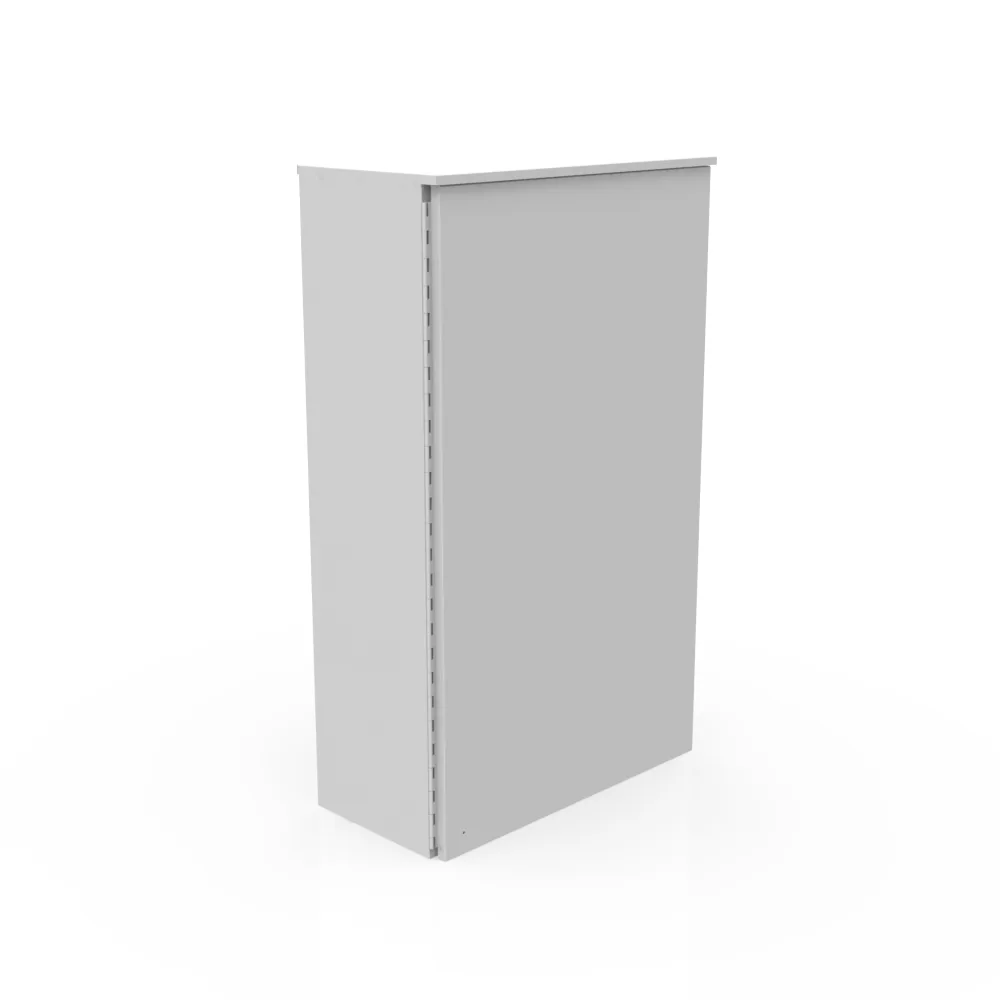 32X14X54 Telephone Cabinet UL Listed Type 3R Steel No Knockouts ANSI 61 Gray Back Panel Weld Studs Padlocking Draw Latch Quad D Knockout for Lock Wood Back Board Installed