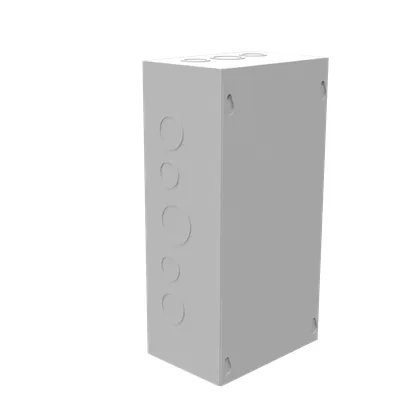 12X4X6 Screw Cover UL Listed Type 1 Steel Knockouts ANSI 61 Gray Blank Cover Installed