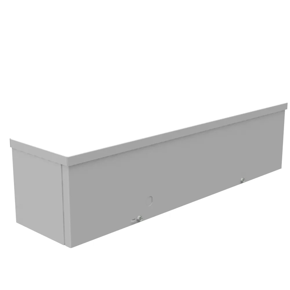 Ducto cuadrado 6x24x6 IN con tapa atornillada, listado UL, Tipo 3R, acero, sin troqueles, gris ANSI 61, porta candado