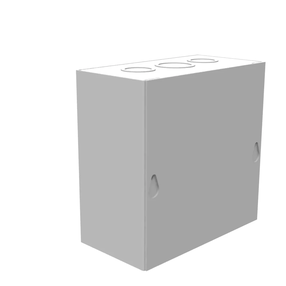Gabinete 6x3x6 con tapa atornillada, tipo 1, acero con troqueles, gris ANSI 61, tapa en blanco instalada, certificado UL