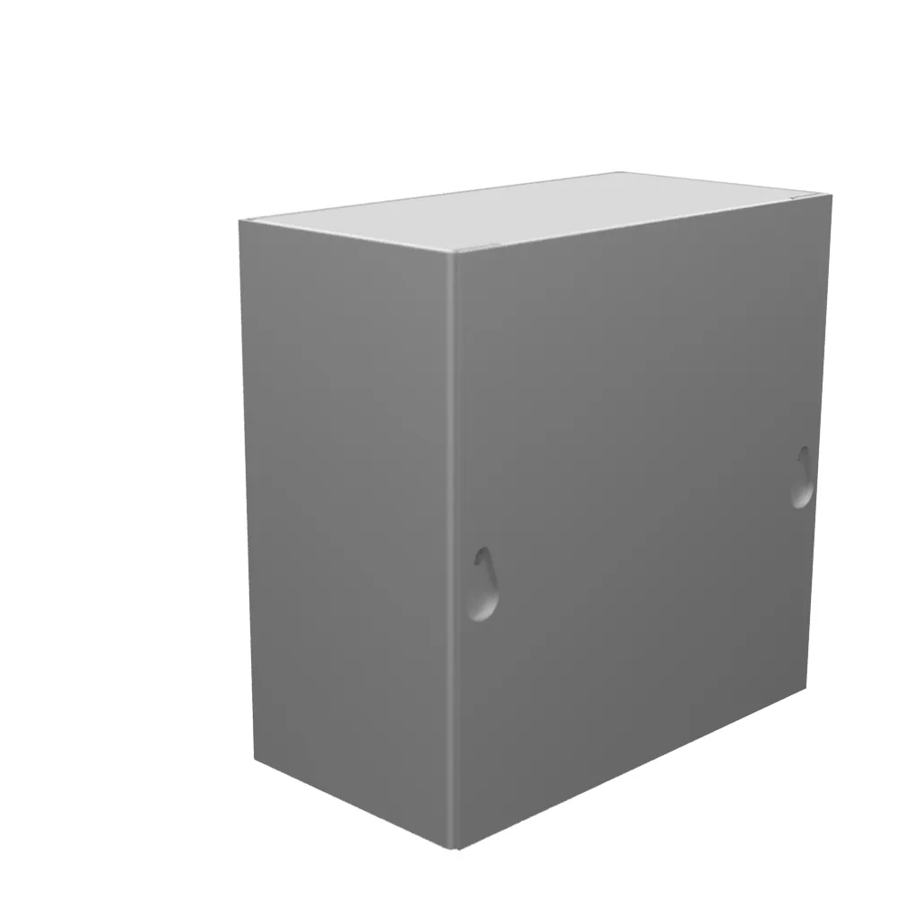Gabinete 6x3x6 con tapa atornillada, tipo 1, acero sin troqueles, sin pintura, tapa con ranuras tipo lágrima, agujeros de montaje en panel posterior, certificado UL