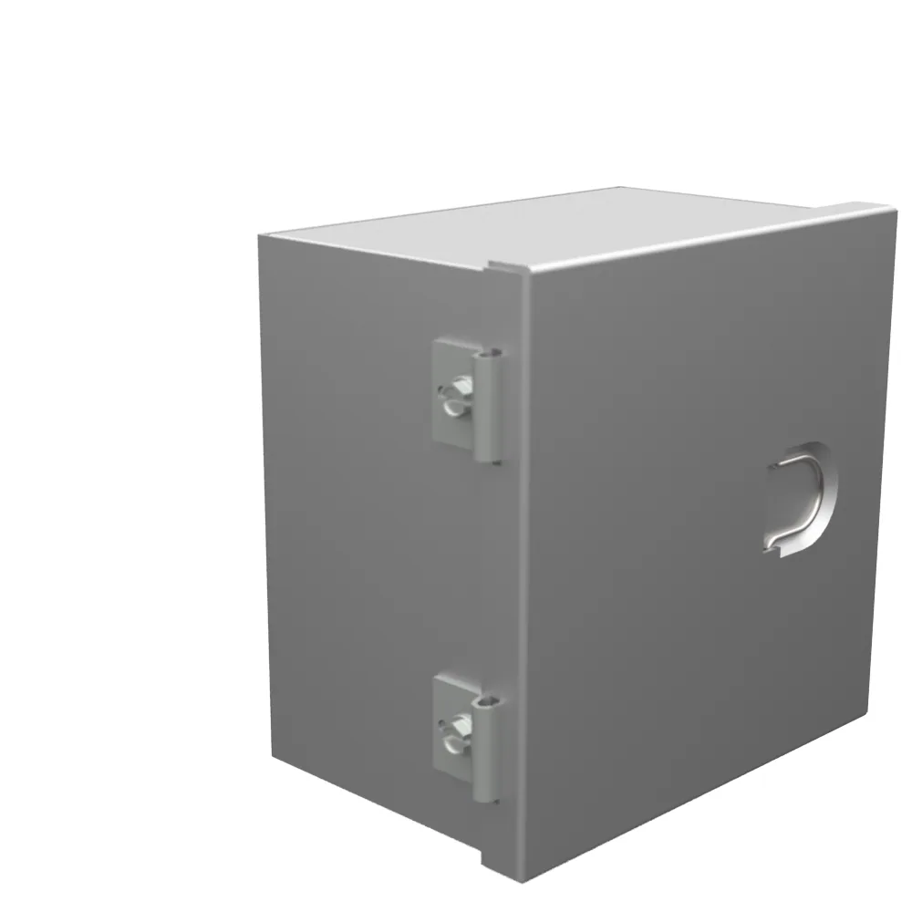 6x4x6 Hinge Cover Type 1 UL Listed Steel No Knockouts No Paint Formed Hinges Mounting Holes in Back Flush Pull Ring