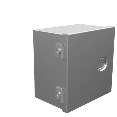 6x4x6 Hinge Cover Type 1 UL Listed Steel No Knockouts No Paint Formed Hinges Mounting Holes in Back Flush Pull Ring