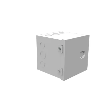 6x6x6 Hinge Cover Type 1 UL Listed Steel Knockouts ANSI 61 Gray Flush Pull Ring Formed Hinges Mounting Holes in Back