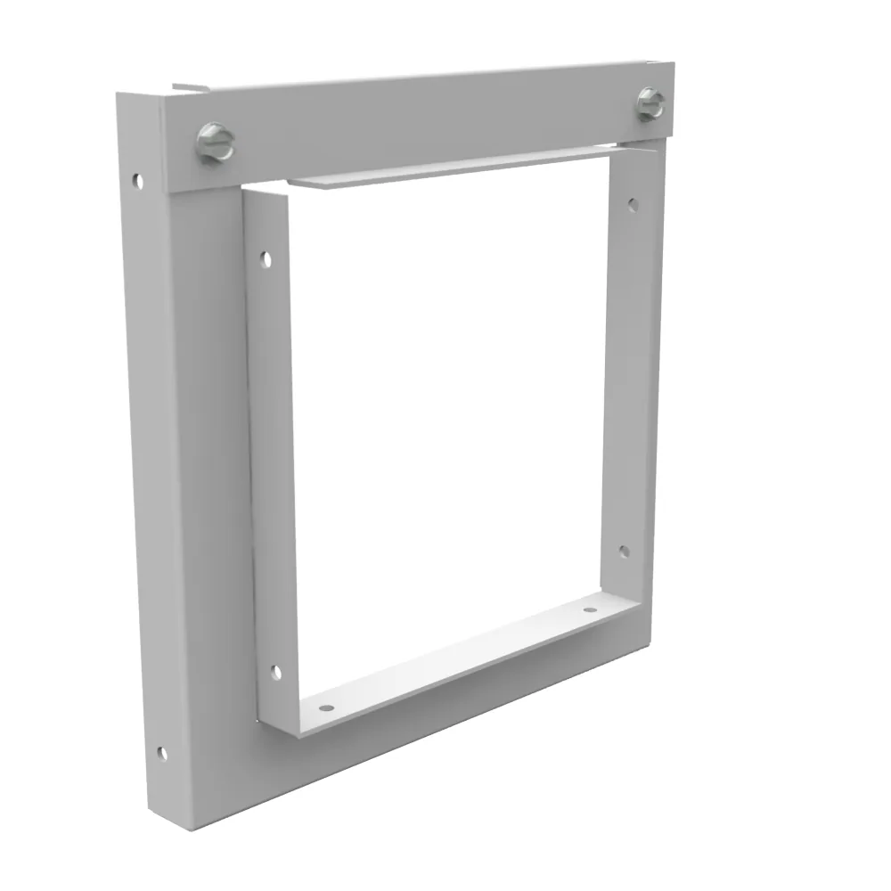Reductor para ducto cuadrado 6x6-8x8, tapa atornillada, tapa embisagrada, acero gris ANSI 61, sin troqueles