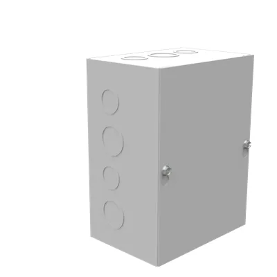 8X4X6 Screw Cover UL Listed Type 1 Steel Knockouts ANSI 61 Gray Blank Cover Installed