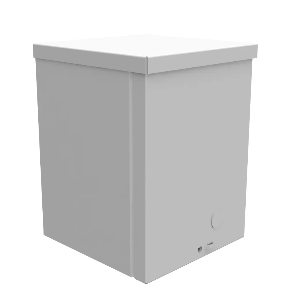 8x6x6 Screw Cover Type 3R UL Listed Steel No Knockouts ANSI 61 Gray Quad D Knockout for Lock Emboss Mounting Holes in Back