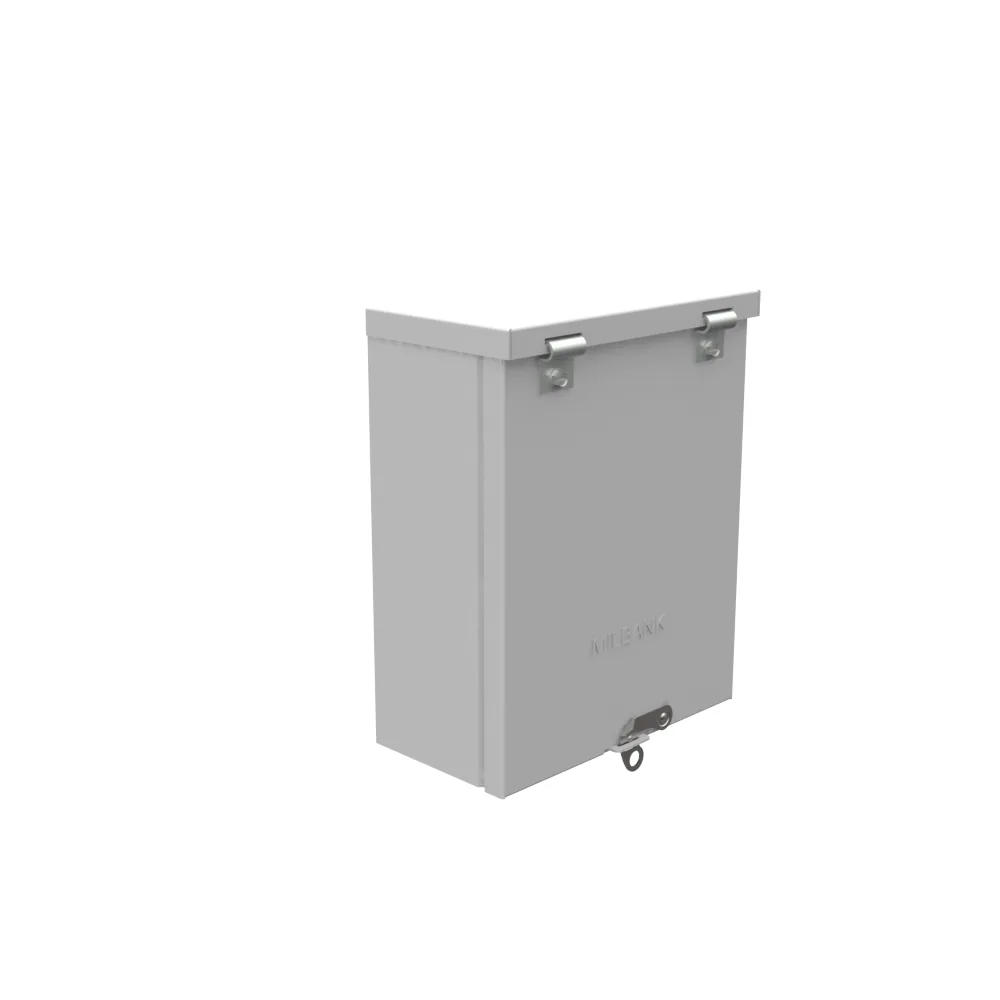 10x4x8 Hinge Cover Type 3R UL Listed Steel Knockouts ANSI 61 Gray Formed Hinges Padlocking Flip Latch Emboss Mounting Holes in Back