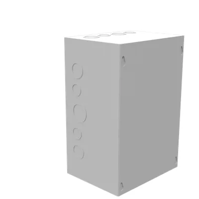 12X6X8 Screw Cover UL Listed Type 1 Steel Knockouts ANSI 61 Gray Blank Cover Installed