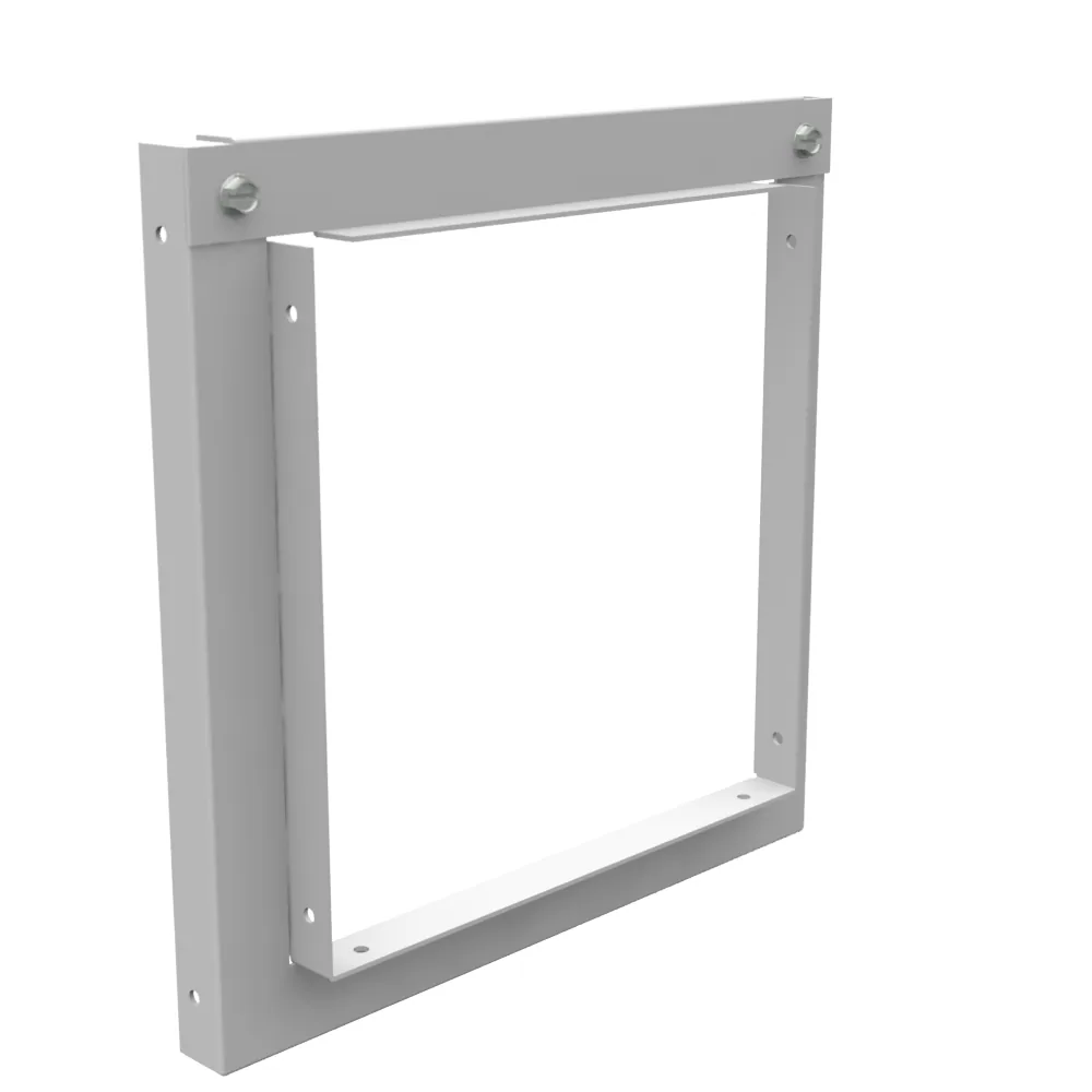 Reductor para ducto cuadrado 8x8-10x10, tapa atornillada, tapa embisagrada, acero gris ANSI 61, sin troqueles