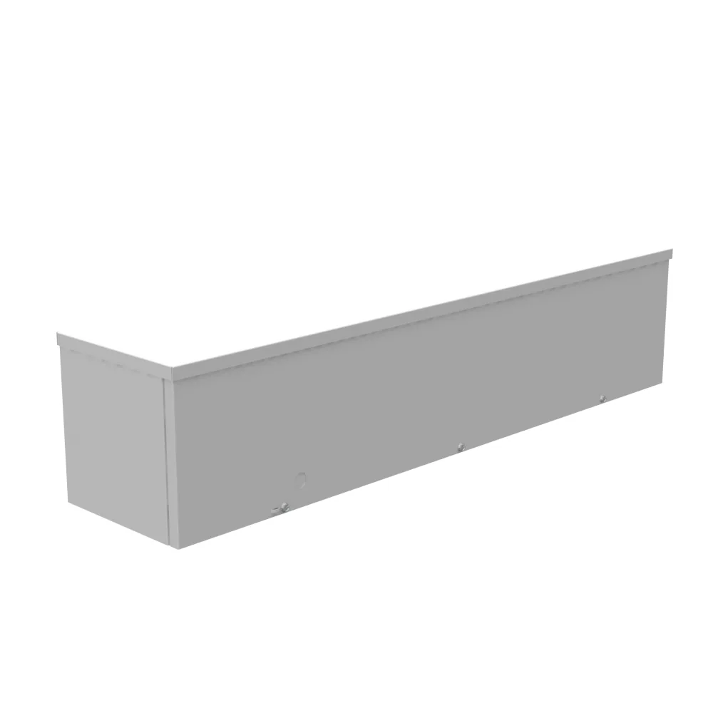 Ducto cuadrado 8X36X8 con tapa atornillada, listado UL, Tipo 3R, acero, sin troqueles, gris ANSI 61, porta candado