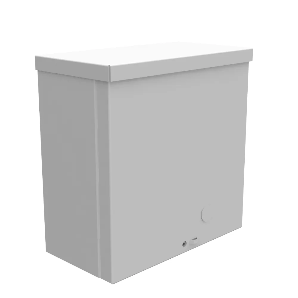 8X4X8 Screw Cover UL Listed Type 3R Steel No Knockouts ANSI 61 Gray Quad D Knockout for Lock
