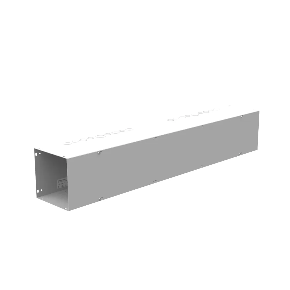 Ducto cuadrado 8X48X8 con tapa atornillada, listado UL, Tipo 1, acero, con troqueles, gris ANSI 61