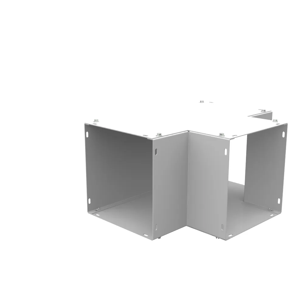 Te para ducto cuadrado con tapa atornillada 8x8, acero gris ANSI 61, sin troqueles