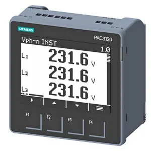 Medidor SENTRON PAC3120 LCD 96x96 mm para panel, Modbus RTU, 690/400 V, X/1 A o X/5 A, aux 24-60 V CD