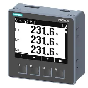 Medidor SENTRON PAC1020 96x96 mm para panel, Modbus RTU, 400/230 V, X/5 A