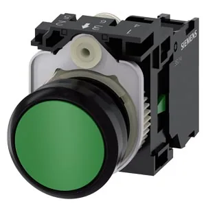 Pulsador 22 mm redondo de plástico, verde