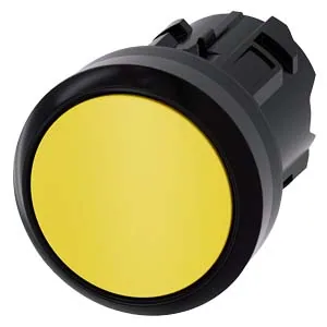 Botón pulsador 22 mm redondo de plástico, amarillo