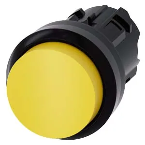 Botón pulsador 22 mm redondo de plástico, amarillo