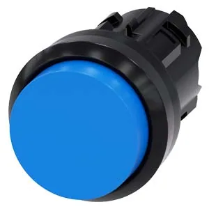 Botón pulsador 22 mm redondo de plástico, azul
