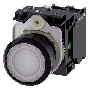 Pulsador luminoso 22 mm redondo de plástico, blanco