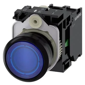 Pulsador luminoso 22 mm redondo de plástico, azul