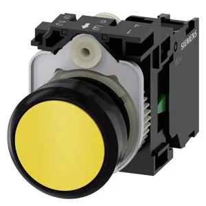 Round plastic pushbutton 22 mm, yellow