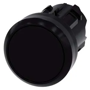 Pulsador 22 mm redondo de plástico, negro
