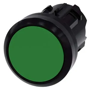 Pulsador 22 mm redondo de plástico, verde