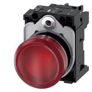 Lámpara de señalización 22 mm redonda, frente metálico, rojo