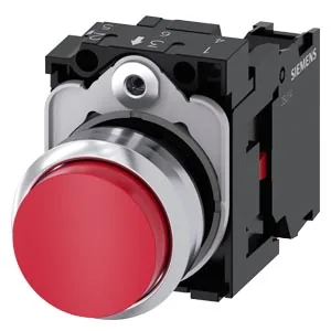 Pushbutton 22 mm round, polished metal front, with contacts