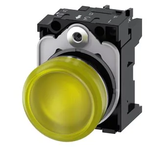 Lámpara de señalización 22 mm redonda, frente metálico, verde
