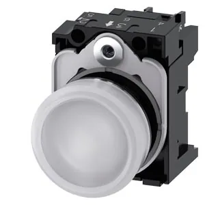 Lámpara de señalización 22 mm redonda, frente metálico, blanco