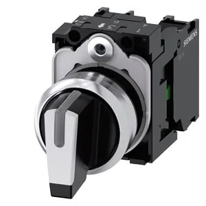 22 mm Round Illuminated Lever Selector, Metal Bezel