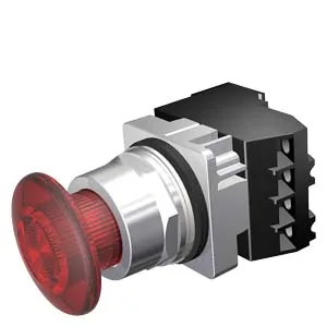 Pulsador montado iluminado, rojo, metálico 1 3/4"