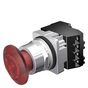 Pulsador de jalar montado iluminado, 24 V, rojo completo, 1NA+1NC, LED